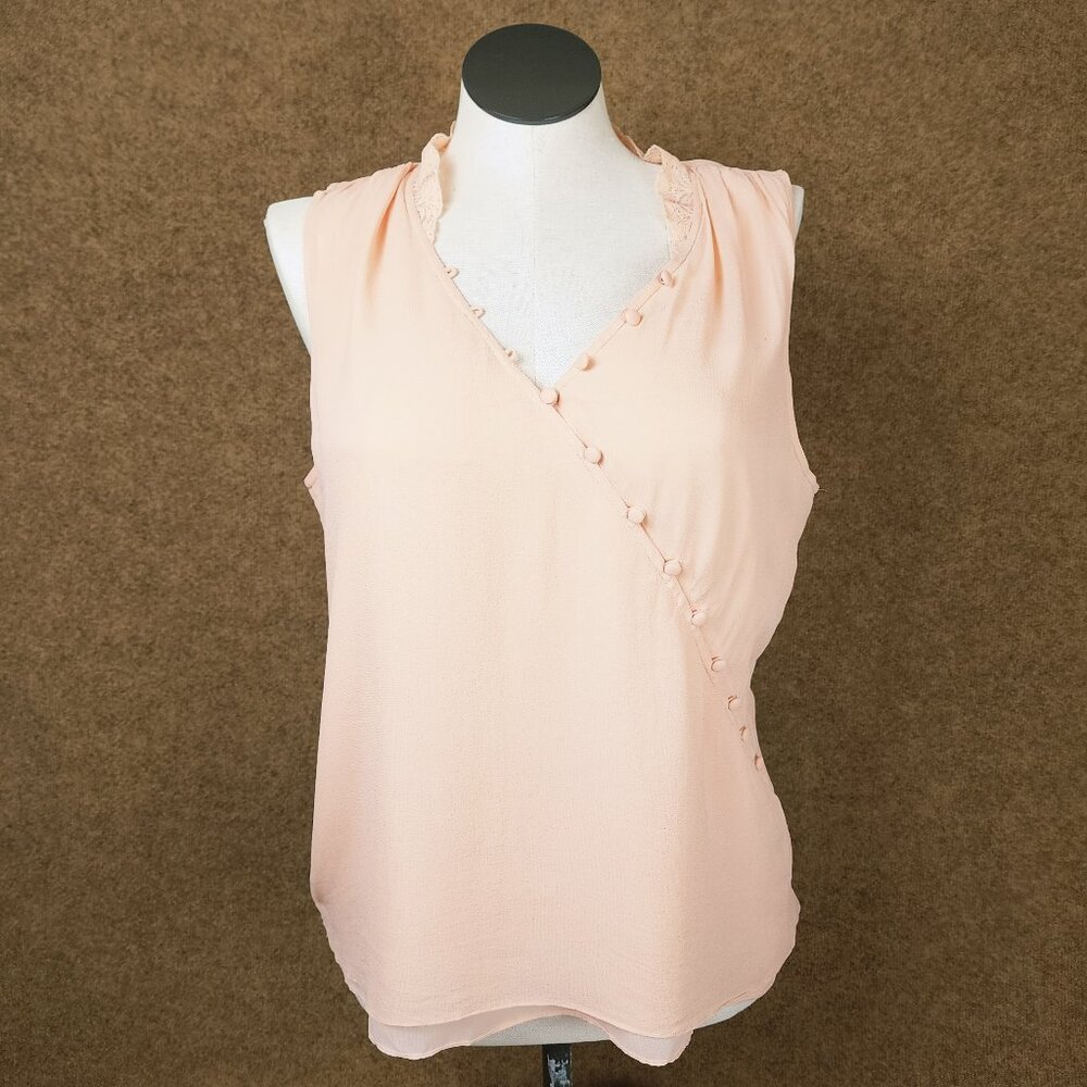 Banana Republic Sleeveless Blush Pink Wrap-Style Blouse